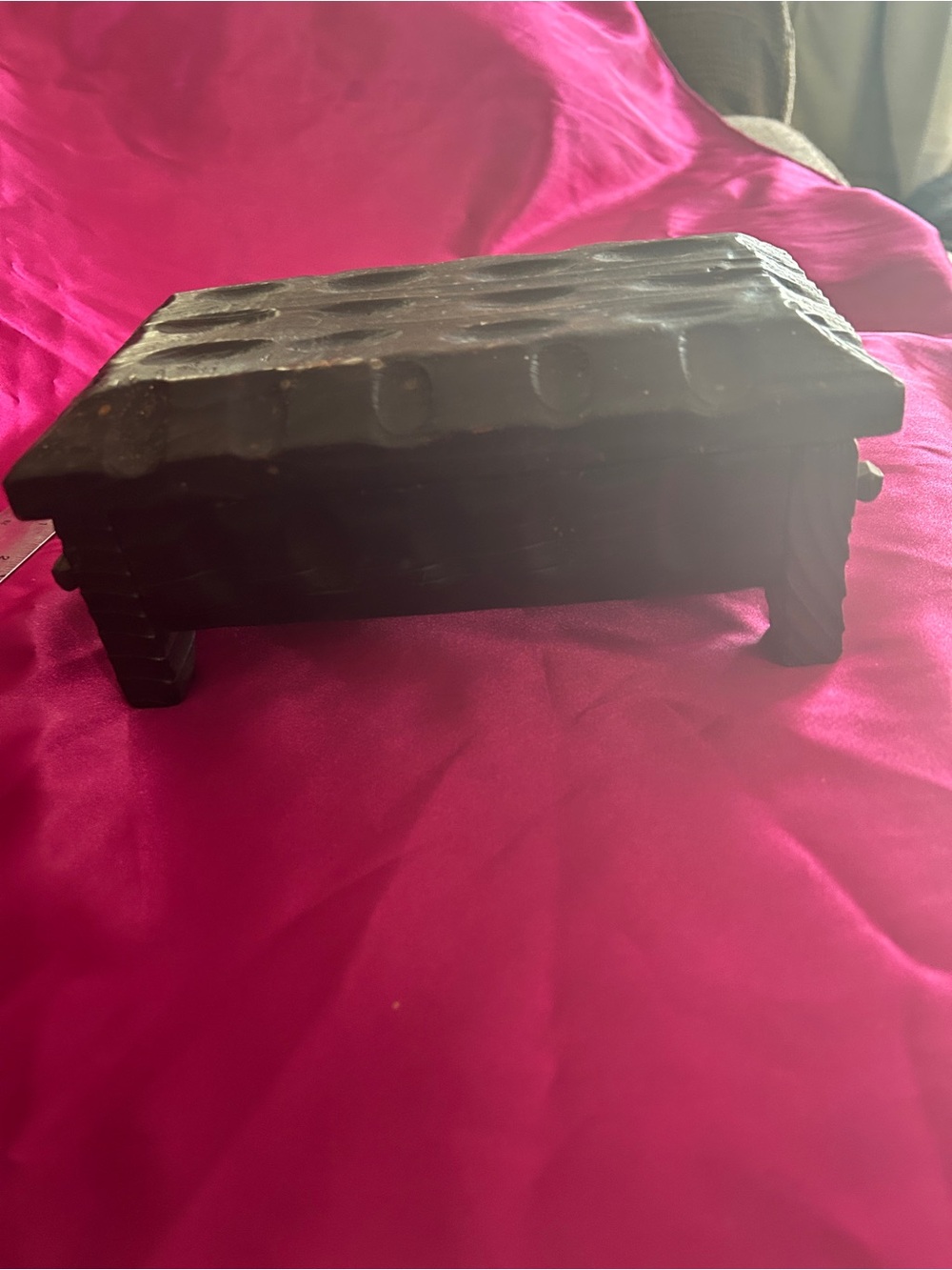 Vintage Dark Wooden Trinket Box